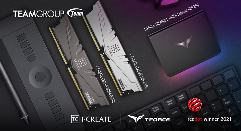 TEAMGROUP’s T-FORCE TREASURE TOUCH External RGB SSD and T-CREATE Memory Both Bring Home Red Dot Design Award 2021