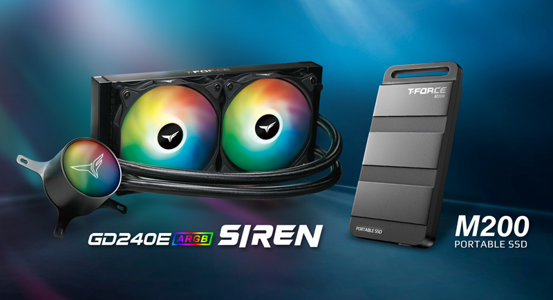 TEAMGROUP Launches the Upgraded SIREN GD240E AIO ARGB CPU Liquid Cooler with LGA 1700 Compatibility, Releasing Alongside the M200 Portable SSD