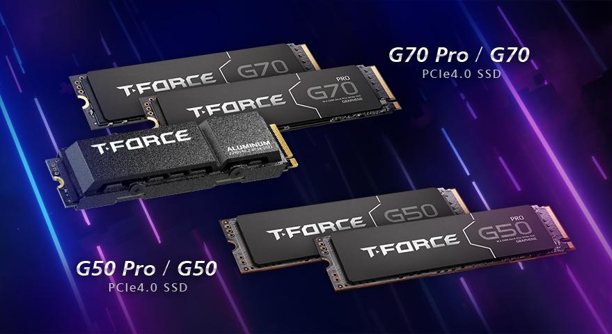 TEAMGROUP Announces New Gaming SSD Series: the T-FORCE G70 PRO / G70 and G50 PRO / G50 PCIe 4.0 SSDs Brand New Cooling Solutions for a Variety of Applications