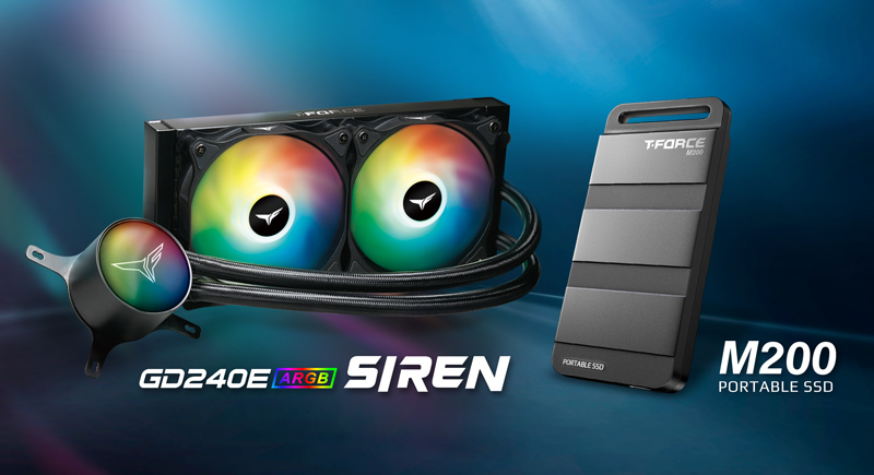 TEAMGROUPはLGA 1700対応のSIREN GD240E AIO ARGB一体型水冷クーラーを発表！M200ポータブルSSDも同時に発表致します。