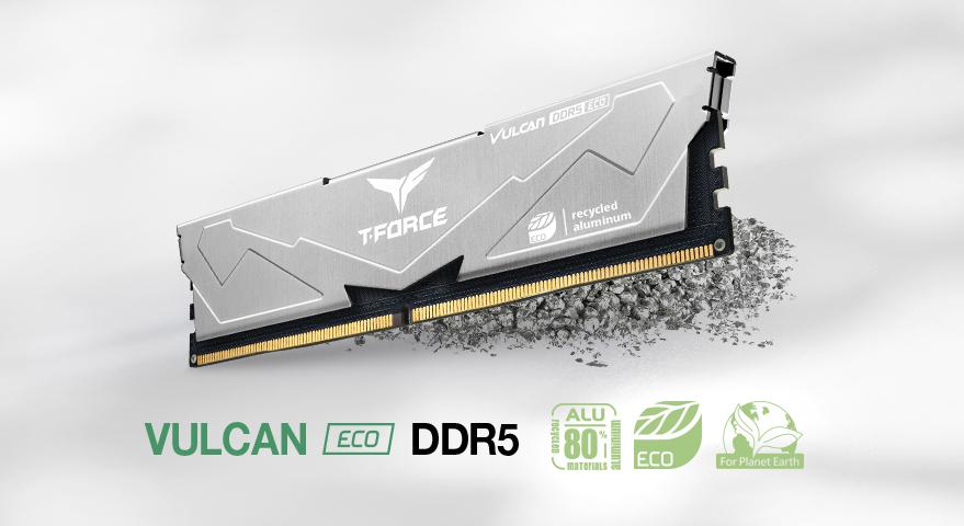 TEAMGROUPは業界初の環境に優しい T-FORCE VULCAN ECO DDR5デスクトップオーバークロックメモリーを発売致します