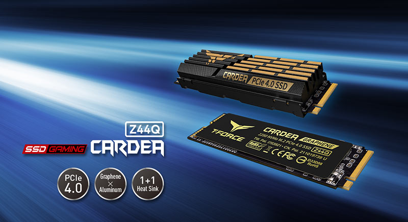 十銓科技推出高速大容量T-FORCE CARDEA Z44Q PCIe4.0固態硬碟 散熱雙組合強悍推出 開創TB級M.2新時代
