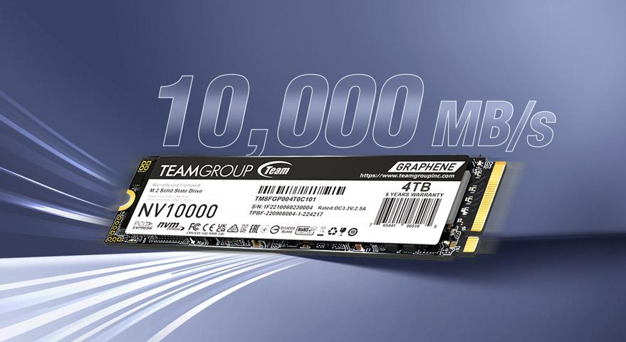 十銓科技推出 TEAMGROUP NV10000 M.2 PCIe 5.0 固態硬碟 萬級飆速新境界 長效穩定再進化